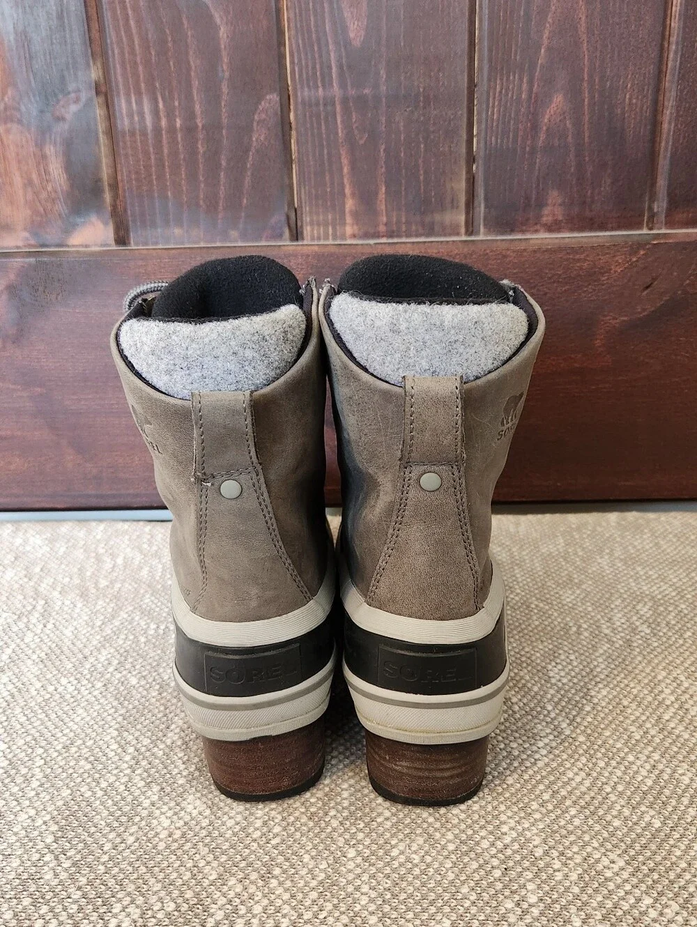 Sorel Womens Slimpack III Lace Waterproof Leather Boot Gray Size 10, Like New!